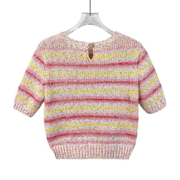Chanel Multicolored Knit Short Sleeve Sweater With Heart Design Size 34 Womens - Picture 2 of 8
